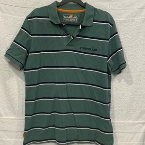 Timberland Men's Polo in Green with Stripes